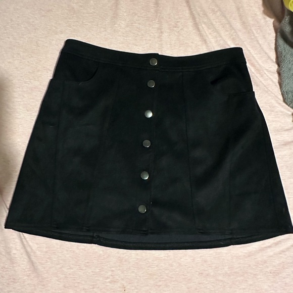 Express Dresses & Skirts - Express Faux Suede button up skirt size M black